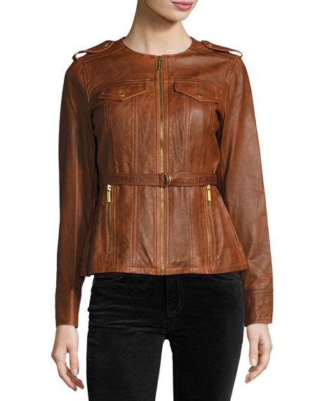 michael kors cognac leather jacket